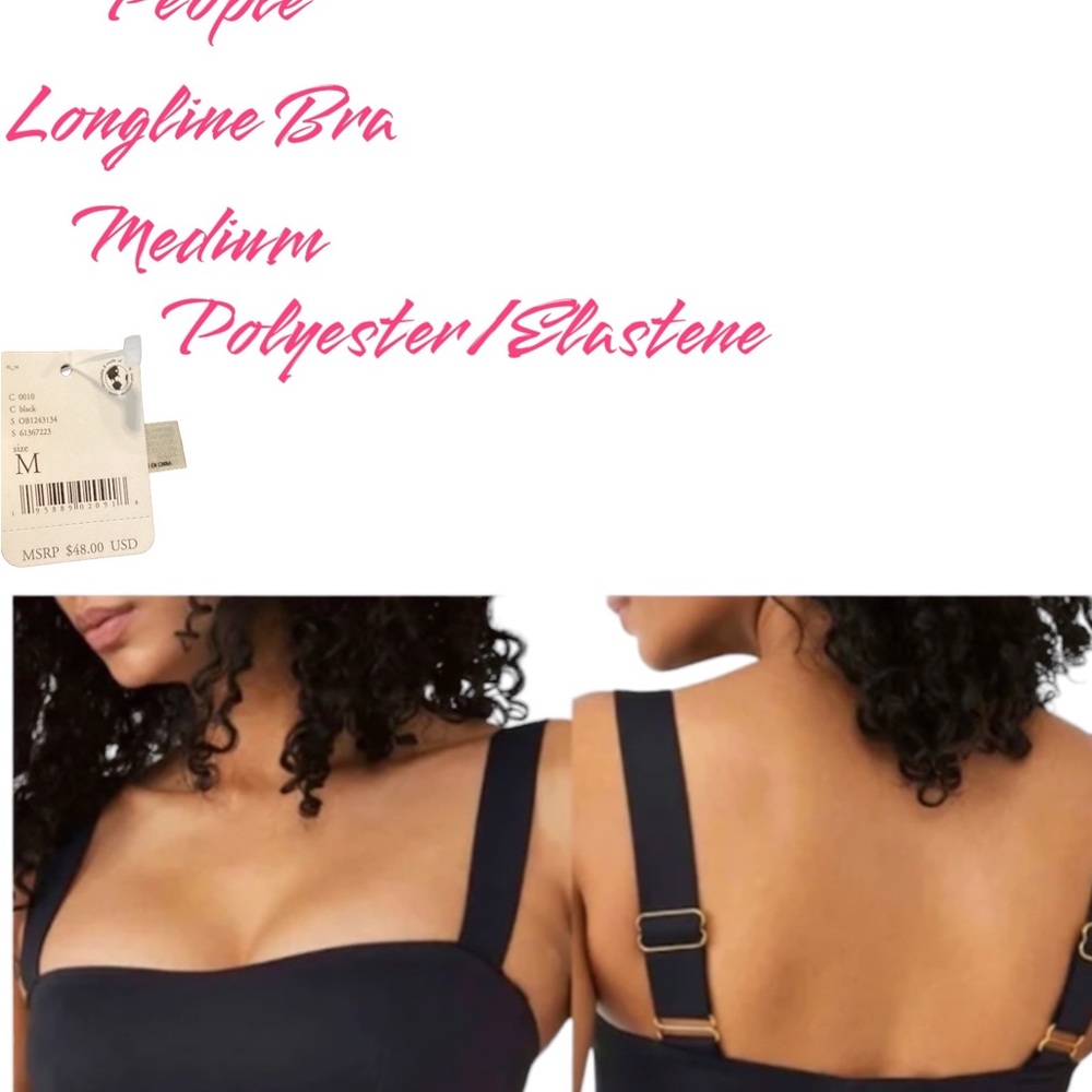 NWT FP Black Bralette, Medium